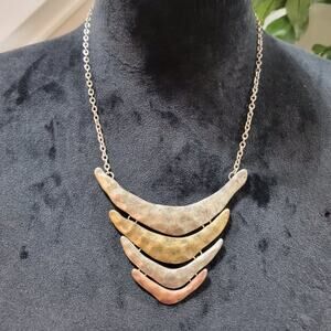 Women's Gold Tone Triple Tier Chest Plate Fashion Jewelry Necklace